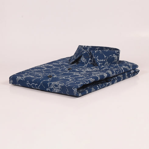 ZR Dark Blue Printed Shirt